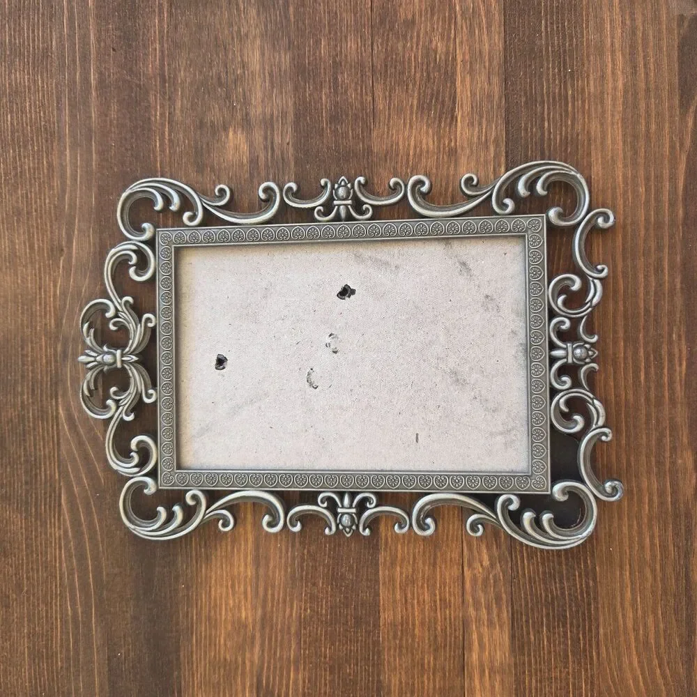 Vintage Ornate 4x6 Picture Frame Baroque Scroll Easel Tabletop Frame